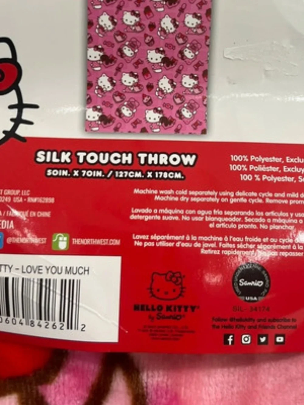 Hello Kitty Pink Plush Throw Blanket with Character Print